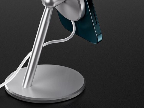 Uchwyt stojak do ładowarki Qi MagSafe na biurko Alogy do iPhone 12 13 14 Srebrny