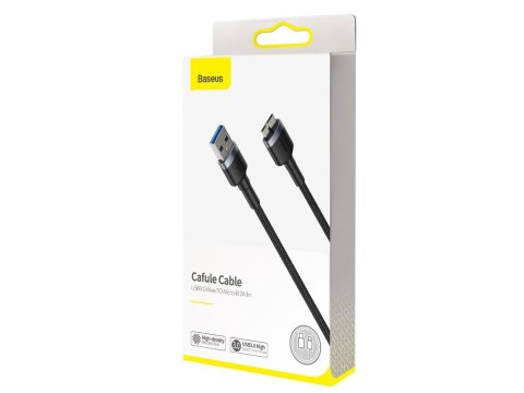 Kabel USB 3.0 do Micro-B 3.0 Baseus Cafule 2A 1m Czarno-szary