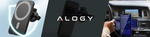 Uchwyt samochodowy z ładowarką Qi MagSafe Alogy na kratkę/ deskę 15W