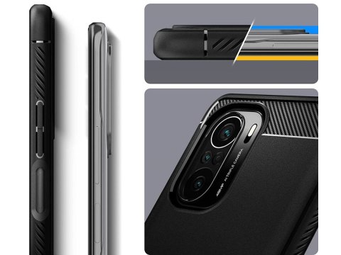 Etui Spigen Rugged Armor do Poco F3/Mi 11X/ 11i/ Redmi K40/ Plus/ Pro Matte Black