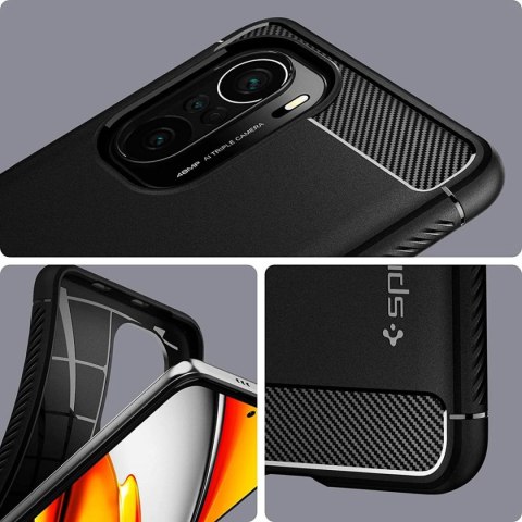 Etui Spigen Rugged Armor do Poco F3/Mi 11X/ 11i/ Redmi K40/ Plus/ Pro Matte Black
