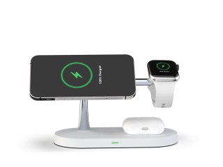 Ładowarka Bezprzewodowa indukcyjna Qi MagSafe 3w1 do iPhone/AirPods/Watch White