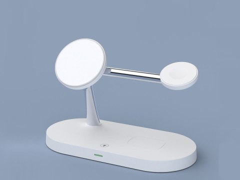 Ładowarka Bezprzewodowa indukcyjna Qi MagSafe 3w1 do iPhone/AirPods/Watch White