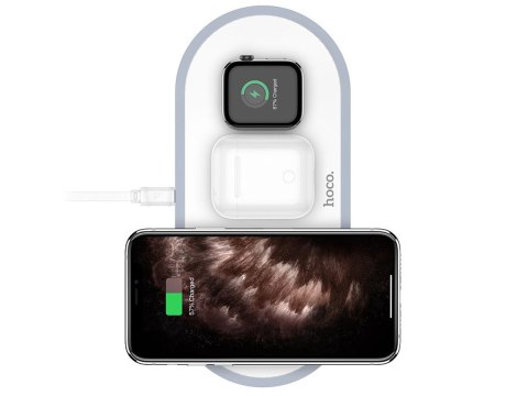 Ładowarka indukcyjna Qi 3w1 HOCO CW24 3IN1 do iPhone/AirPods/Watch White