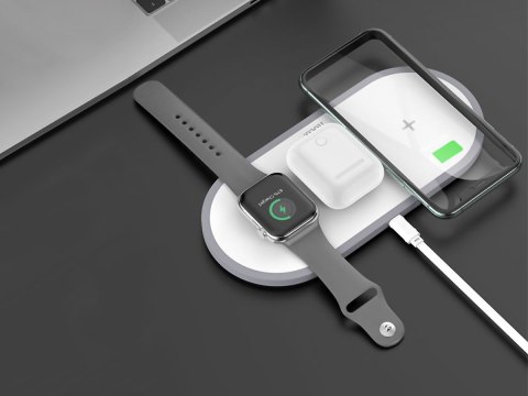 Ładowarka indukcyjna Qi 3w1 HOCO CW24 3IN1 do iPhone/AirPods/Watch White