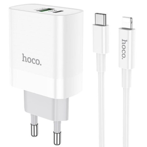 Ładowarka sieciowa HOCO C80A PD20W/QC3.0 + Kabel Lightning White