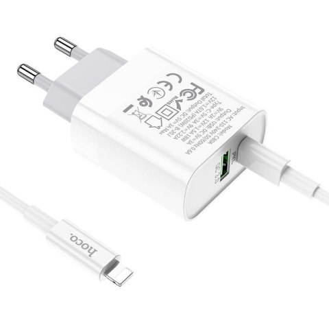 Ładowarka sieciowa HOCO C80A PD20W/QC3.0 + Kabel Lightning White