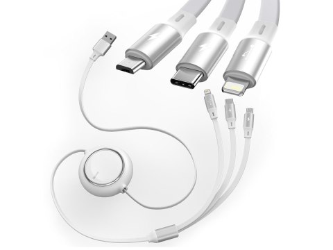 Kabel USB 3w1 Baseus Bright Mirror, micro USB / Lightning / USB-C Biały