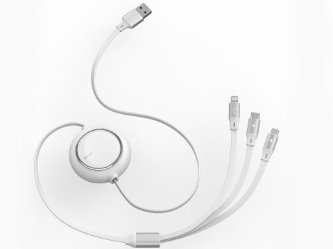 Kabel USB 3w1 Baseus Bright Mirror, micro USB / Lightning / USB-C Biały