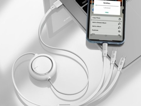 Kabel USB 3w1 Baseus Bright Mirror, micro USB / Lightning / USB-C Biały