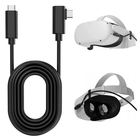 Kabel do okularów VR Alogy przewód USB Type-C 5m do Oculus Link Quest 1 2 Czarny