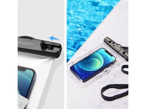 Uniwersalne etui wodoodporne x2 na telefon 6.8 Spigen A601 IPX8 Czarne