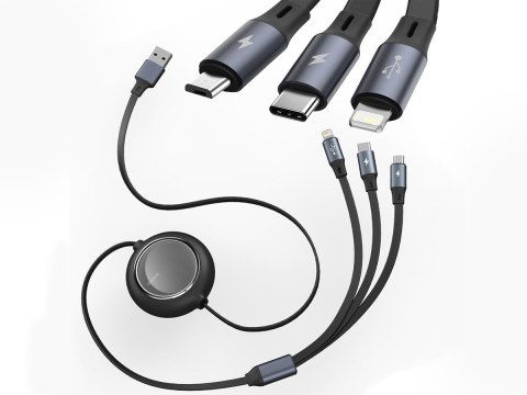 Kabel USB 3w1 Baseus Bright Mirror, micro USB / Lightning / USB-C Czarny