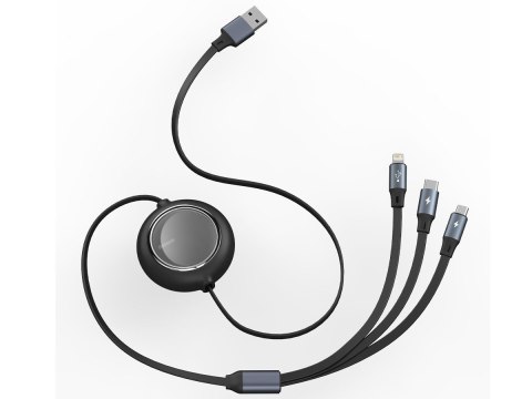Kabel USB 3w1 Baseus Bright Mirror, micro USB / Lightning / USB-C Czarny