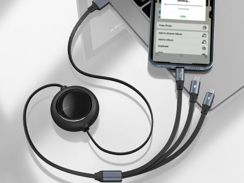 Kabel USB 3w1 Baseus Bright Mirror, micro USB / Lightning / USB-C Czarny