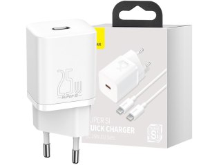 Ładowarka sieciowa Baseus USB-C PD 25W + kabel do USB-C White