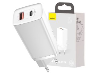 Ładowarka sieciowa szybka Baseus GaN2 Lite USB + USB-C 65W EU Biała