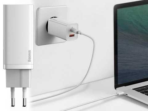 Ładowarka sieciowa szybka Baseus GaN2 Lite USB + USB-C 65W EU Biała