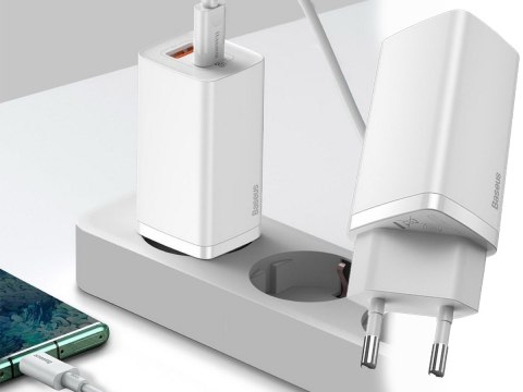Ładowarka sieciowa szybka Baseus GaN2 Lite USB + USB-C 65W EU Biała