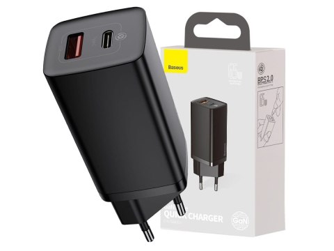 Ładowarka sieciowa szybka Baseus GaN2 Lite USB + USB-C 65W EU Czarna