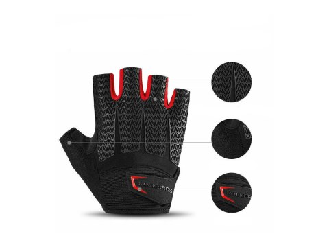 Rękawiczki rowerowe na rower bez palców L RockBros S169BR-L czarne