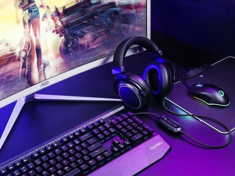 Słuchawki gamingowe Dareu EH925s PRO, ENC, RGB, 7.1 (czarne)