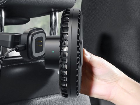 Wentylator samochodowy Baseus Natural Wind wiatrak na zagłówek magnetyczny Czarny