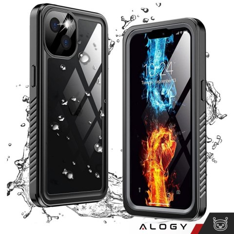 Etui wodoodporne do Apple iPhone 13 360 Alogy Pancerne Armor IP68 ze smyczką Czarne