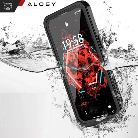Etui wodoodporne do Apple iPhone 13 360 Alogy Pancerne Armor IP68 ze smyczką Czarne