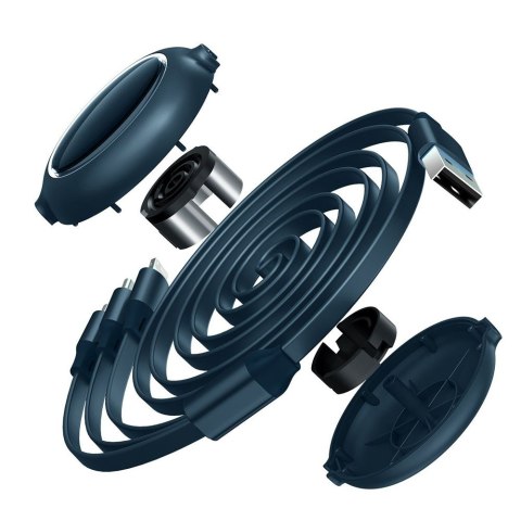 Kabel USB 3w1 Baseus Bright Mirror micro USB/ Lightning/ USB-C płaski 3.5A 1.2m niebieski