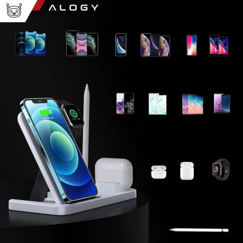 Ładowarka indukcyjna Qi 4w1 Alogy do Apple iPhone/ Watch/ AirPods/ Pen Biała