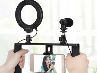 Puluz Platforma Vlog z lampą LED i mikrofonem do Smartfonów