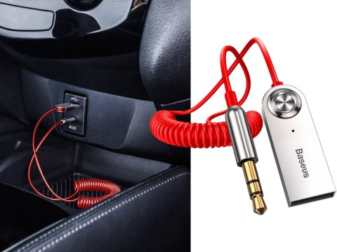Adapter Baseus Transmiter Bluetooth 5.0 USB Audio AUX mini jack 3.5mm Czerwony