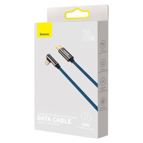 Kabel 1m Baseus Legend Series USB-C do Lightning kątowy, PD, 20W (niebieski)