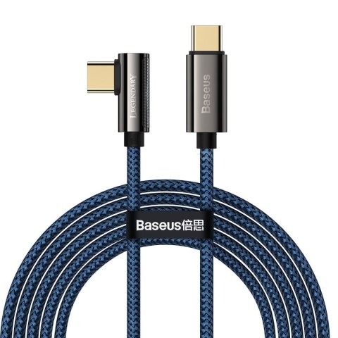 Kabel USB-C do USB-C kątowy Baseus Legend Series, PD, 100W, 2m (niebieski)