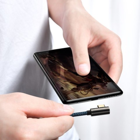 Kabel USB-C do USB-C kątowy Baseus Legend Series, PD, 100W, 2m (niebieski)