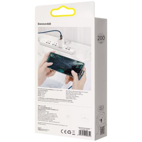 Kabel USB-C do USB-C kątowy Baseus Legend Series, PD, 100W, 2m (niebieski)