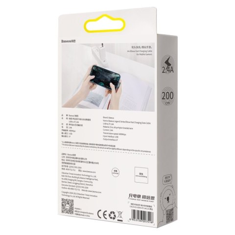 Kabel USB do Lightning kątowy Baseus Legend Series, 2.4A, 2m (czerwony)