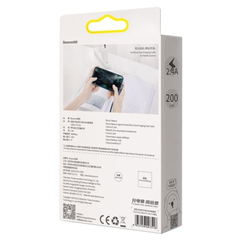 Kabel USB do Lightning kątowy Baseus Legend Series, 2.4A, 2m (niebieski)