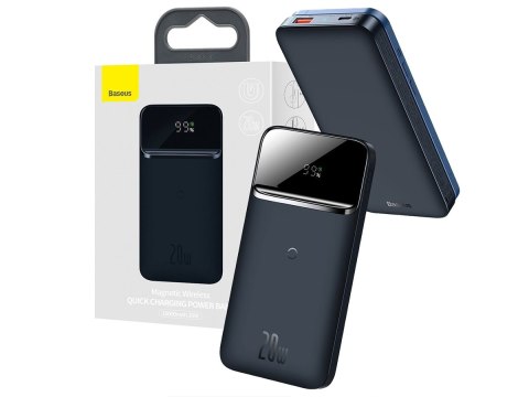 Powerbank Baseus Magnetic z ładowaniem indukcyjnym QI 10000mAh 20W USB+USB-C Niebieski