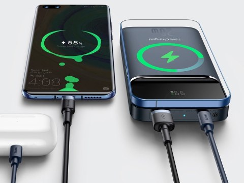 Powerbank Baseus Magnetic z ładowaniem indukcyjnym QI 10000mAh 20W USB+USB-C Niebieski