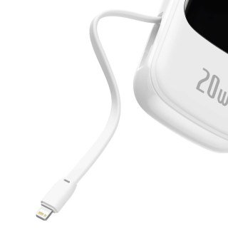 Powerbank Baseus Qpow 20000mAh, IP, USB, USB-C, 20W z kablem Lightning (biały)