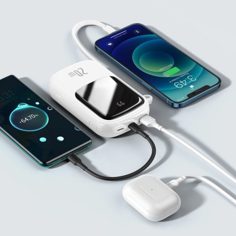 Powerbank Baseus Qpow 20000mAh, IP, USB, USB-C, 20W z kablem Lightning (biały)