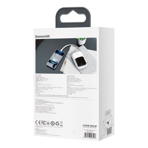 Powerbank Baseus Qpow 20000mAh, IP, USB, USB-C, 20W z kablem Lightning (biały)