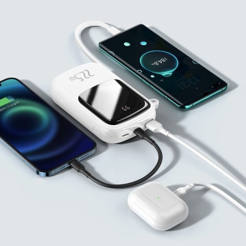 Powerbank Baseus Qpow 20000mAh, IP, USB, USB-C, 22.5W z kablem USB-C (biały)