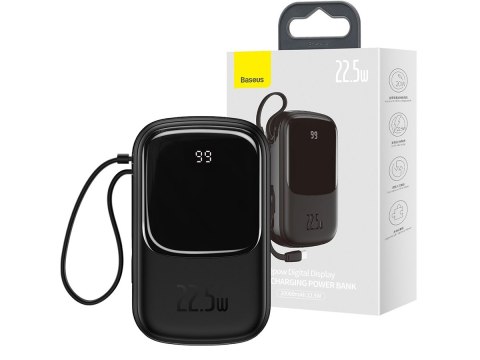 Powerbank Baseus Qpow z kablem USB-C 20000mAh 22.5W USB USB-C IP Czarny