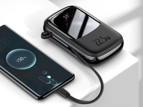 Powerbank Baseus Qpow z kablem USB-C 20000mAh 22.5W USB USB-C IP Czarny