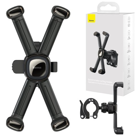 Uchwyt rowerowy na kierownicę Baseus Quick do telefonu smartfona na skuter motor czarny