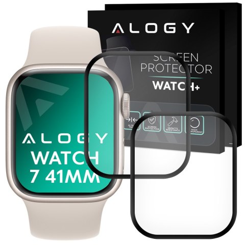 2x Elastyczne Szkło 3D Alogy do Apple Watch 7 41mm Black