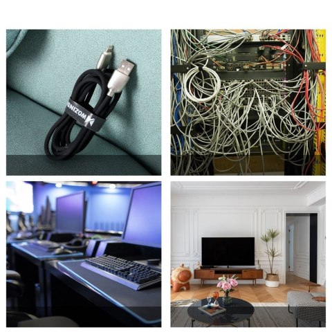 Taśma rzep Wozinsky organizer opaska do kabli Hook and Loop 2m Czarna
